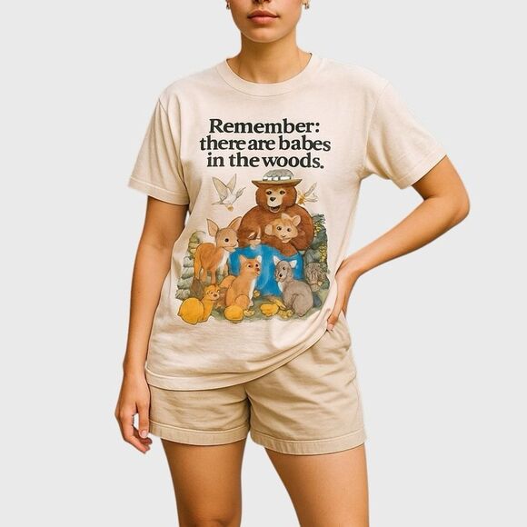 NWT Desert Dreamer Remember There Are Babes In The Wood T-Shirt Sz XS Off-White - Picture 16 of 16